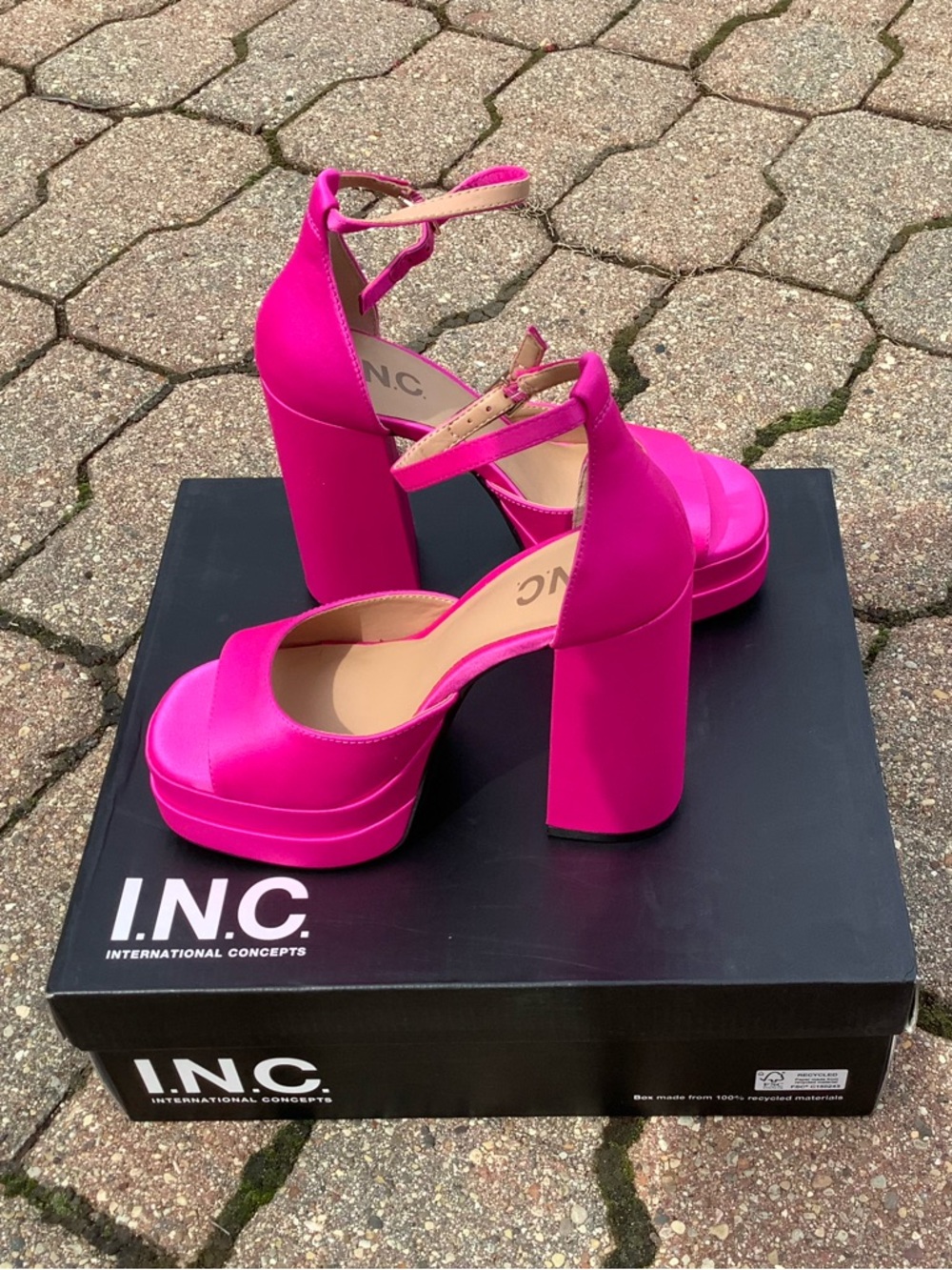 INC International Concepts Hot Pink Platform Ankle-Strap Sandals - Picture 2 of 4
